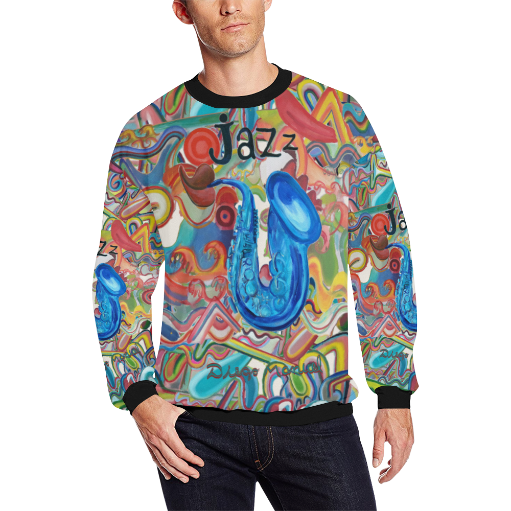jazz-4-y-graffiti All Over Print Crewneck Sweatshirt for Men/Large (Model H18)