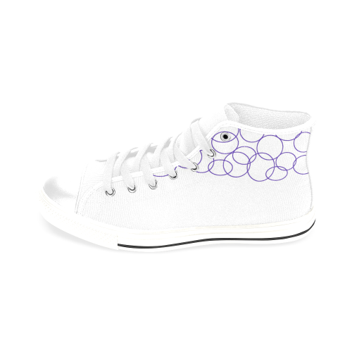 SHOES - DOTS WITH LINES BLUE Men’s Classic High Top Canvas Shoes /Large Size (Model 017)