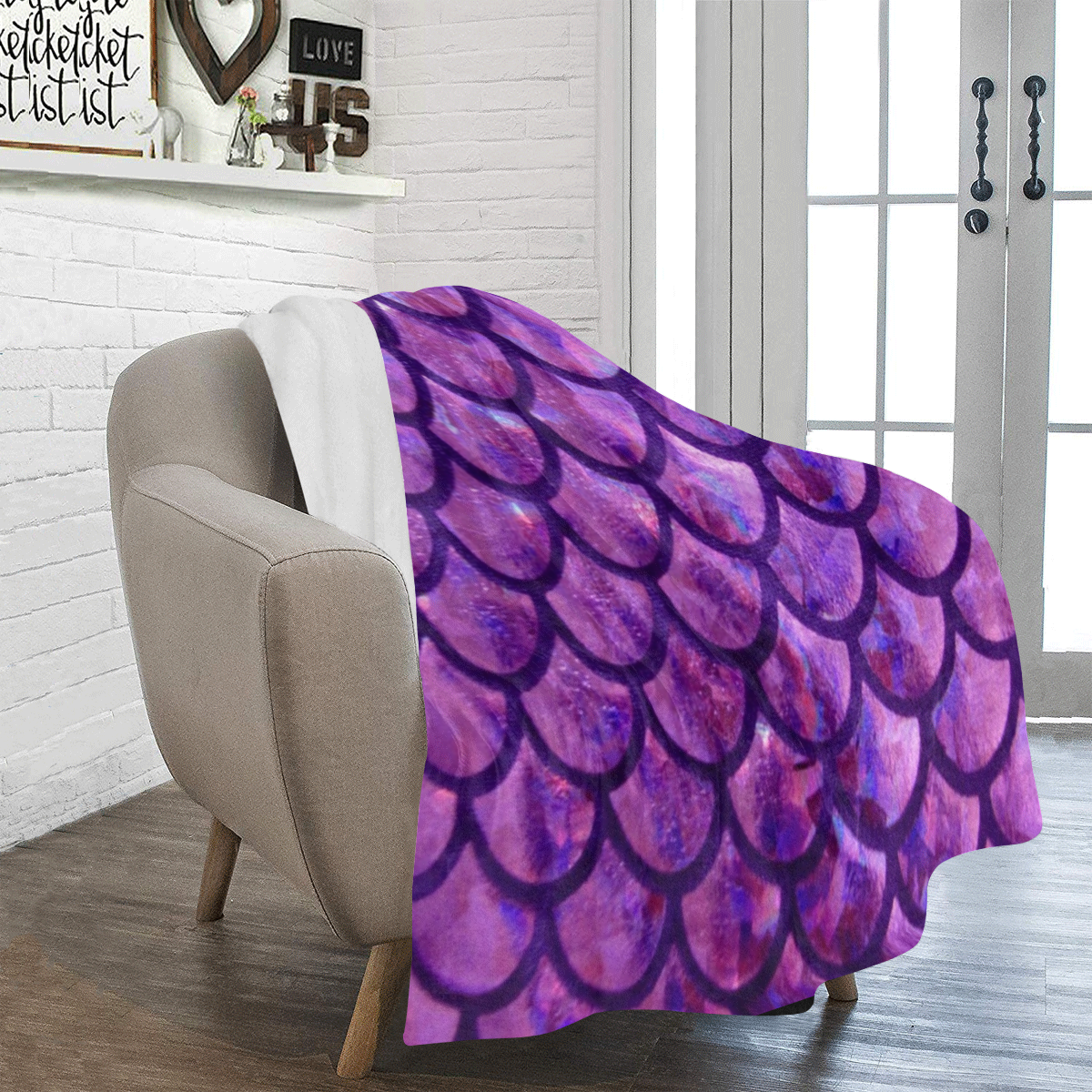 Mermaid SCALES Purple Ultra-Soft Micro Fleece Blanket 43''x56''