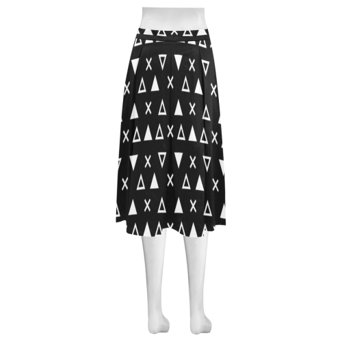 Geo Line Triangle Mnemosyne Women's Crepe Skirt (Model D16)