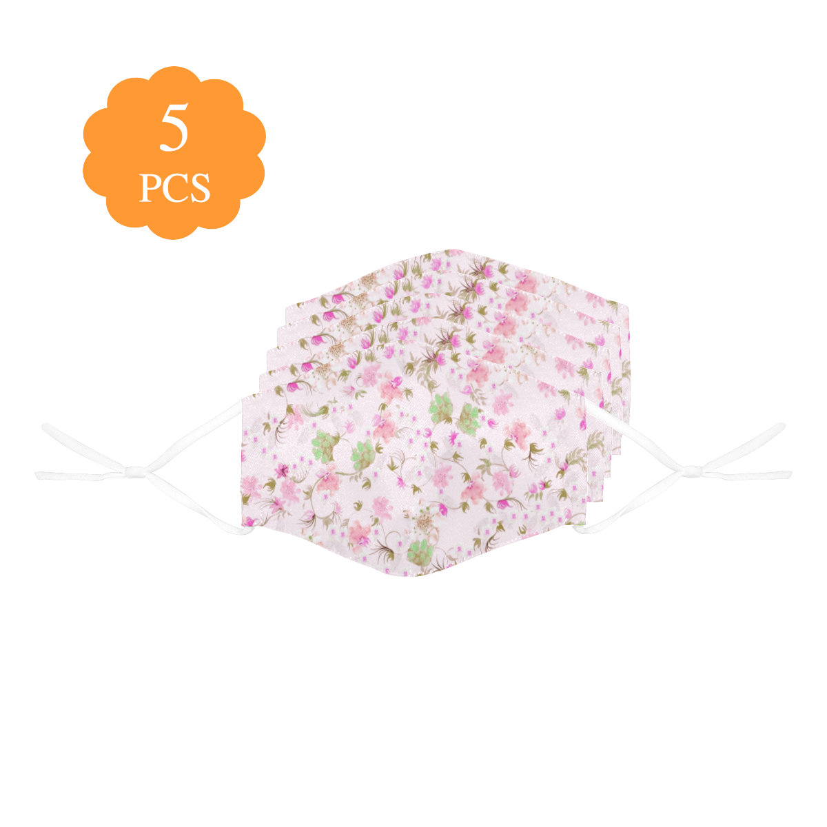 flowers-9 3D Mouth Mask with Drawstring (Pack of 5) (Model M04)