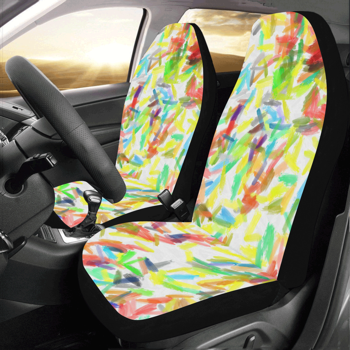 Colorful brush strokes Car Seat Covers (Set of 2)
