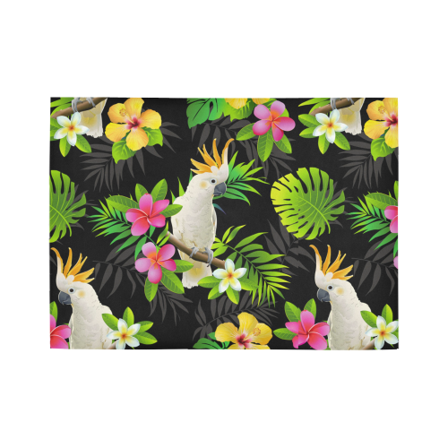 Parrots And Tropical Flowers Area Rug7'x5'
