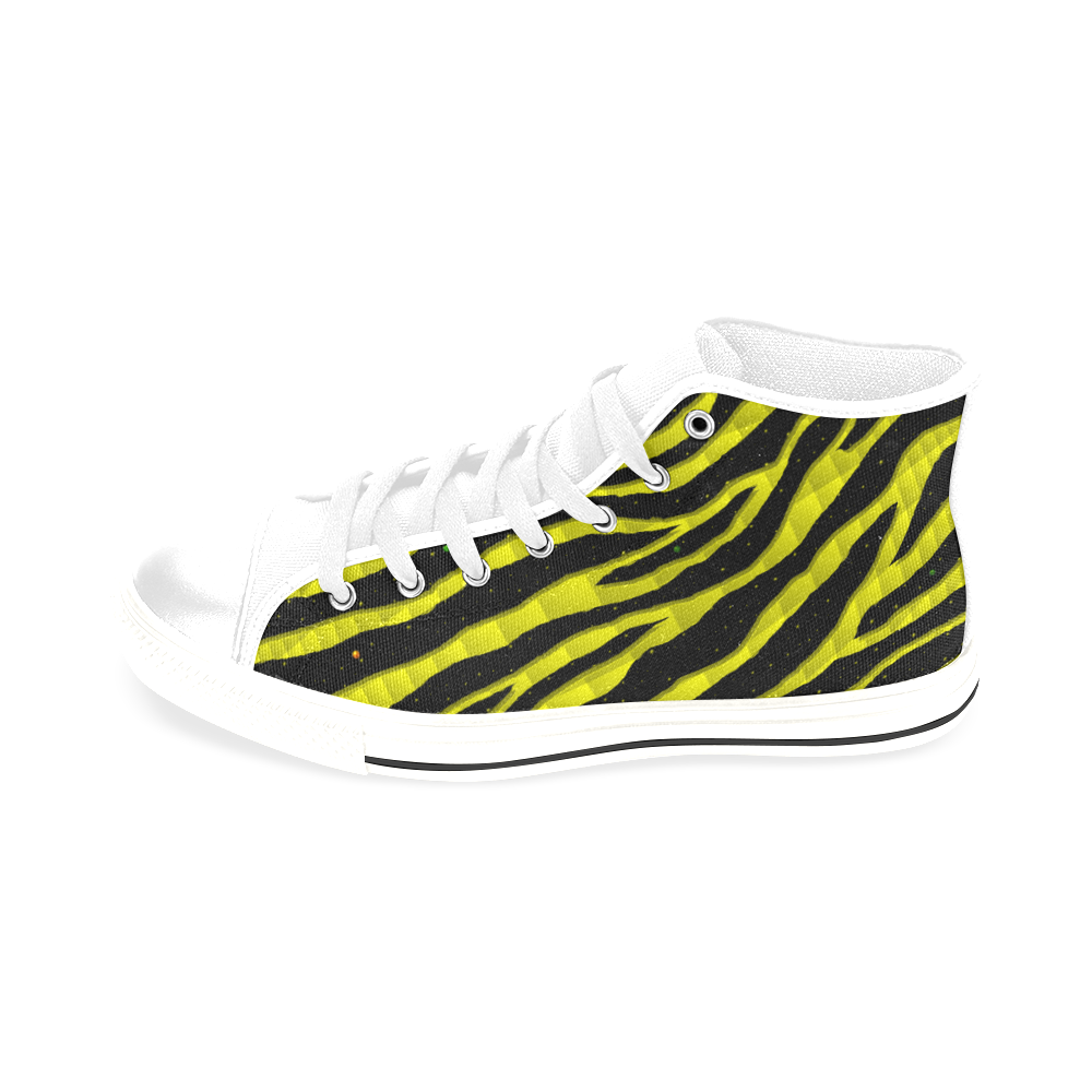 Ripped SpaceTime Stripes - Yellow Men’s Classic High Top Canvas Shoes /Large Size (Model 017)