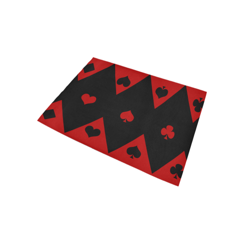 Black and Red Playing Card Shapes Area Rug 5'3''x4'