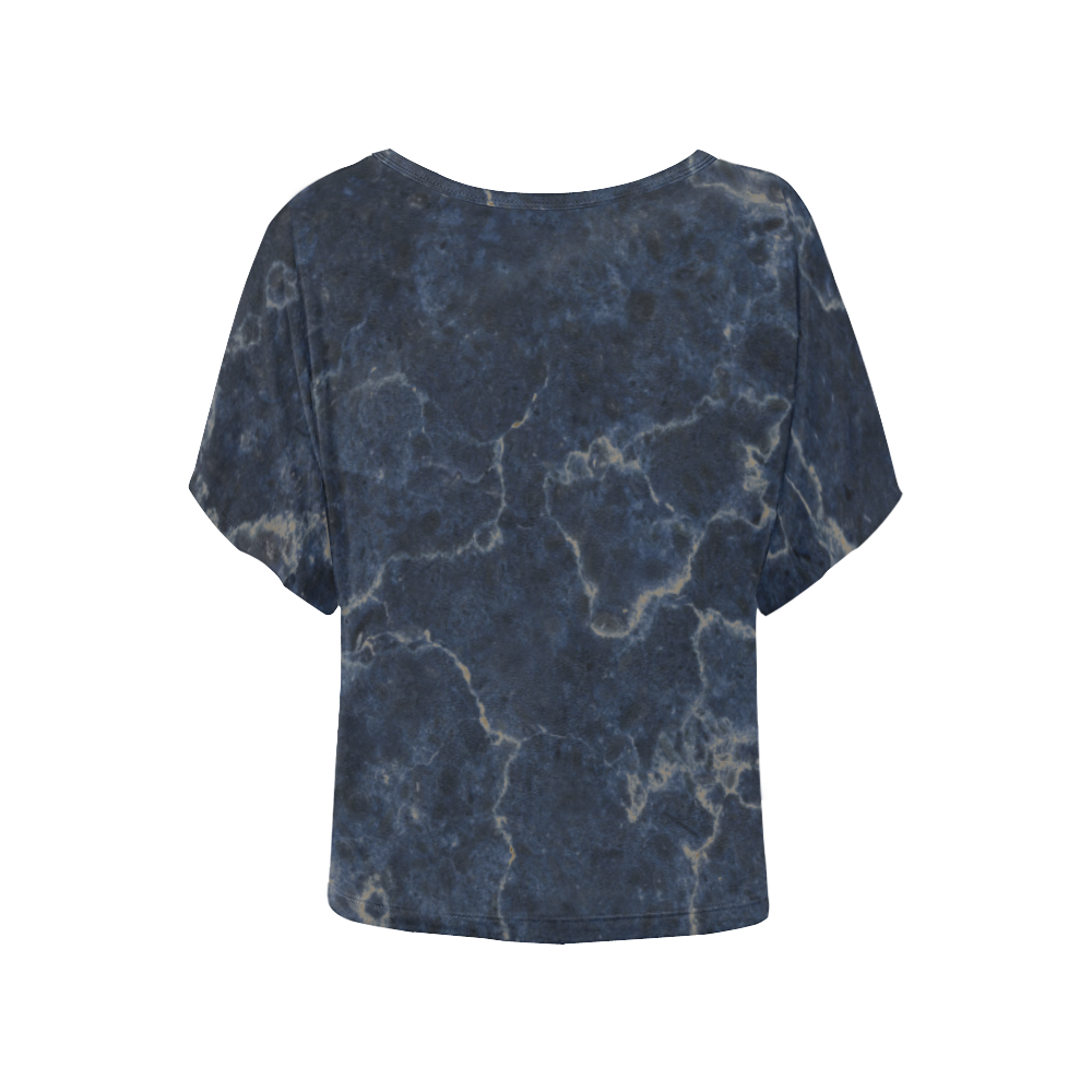 Marble Blue Women's Batwing-Sleeved Blouse T shirt (Model T44)