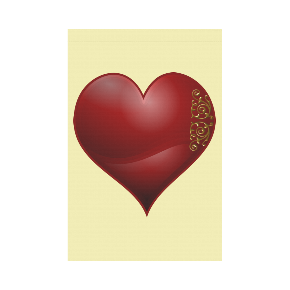 Heart  Symbol Las Vegas Playing Card Shape on Yellow Garden Flag 12‘’x18‘’（Without Flagpole）