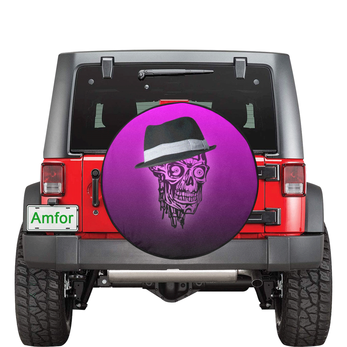 elegant skull with hat,hot pink 34 Inch Spare Tire Cover
