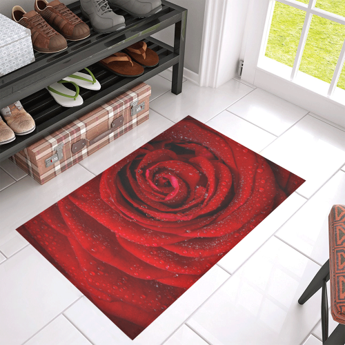 Red rosa Azalea Doormat 30" x 18" (Sponge Material)