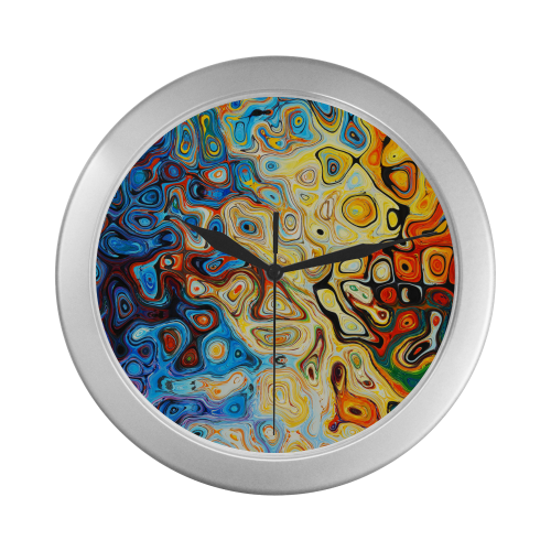 Silver Frame Wall Clock Classic Graphic Style Modern Art Wall Clock Silver Color Wall Clock
