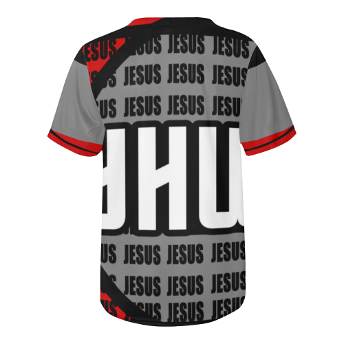 Jesus Red All Over Print Baseball Jersey for Men (Model T50)