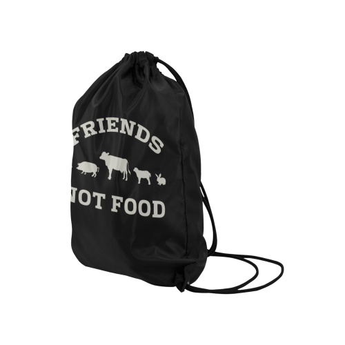 Friends Not Food (Go Vegan) Medium Drawstring Bag Model 1604 (Twin Sides) 13.8"(W) * 18.1"(H)