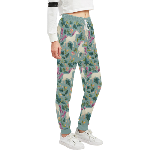 Floral Unicorn Pattern Unisex All Over Print Sweatpants (Model L11)
