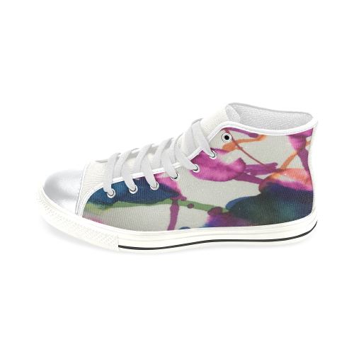 Rose ink kids high top white High Top Canvas Shoes for Kid (Model 017)