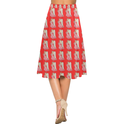 Red Christmas Angel Crepe Skirt Aoede Crepe Skirt (Model D16)