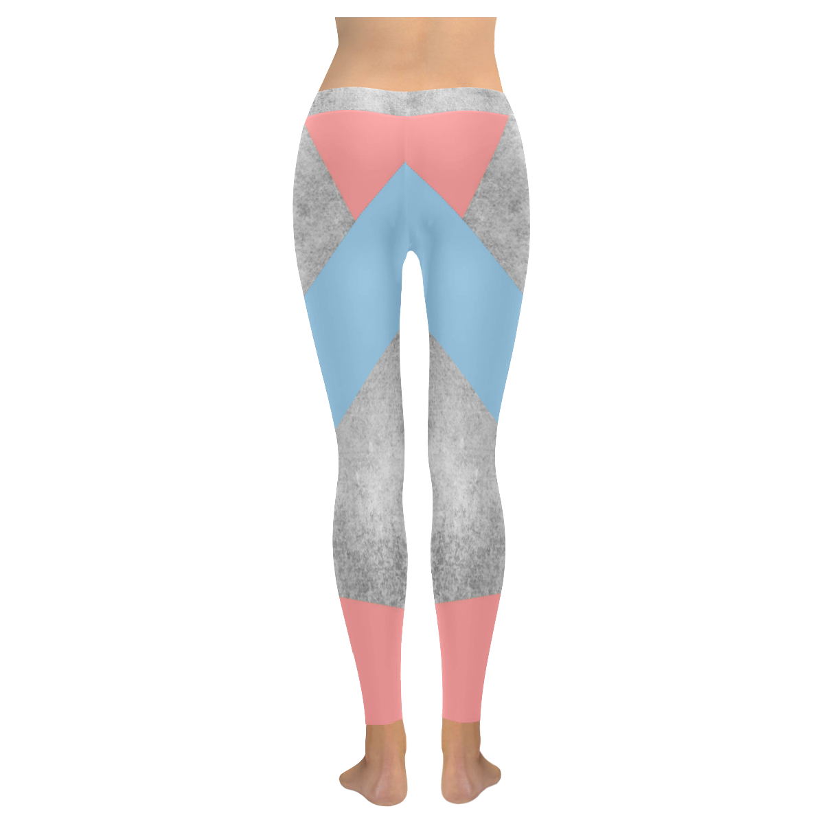 concrete3 blue pink Women's Low Rise Leggings (Invisible Stitch) (Model L05)