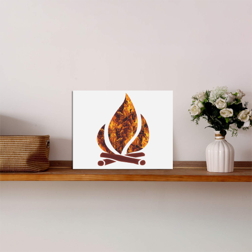 Flaming Campfire Photo Panel for Tabletop Display 8"x6"