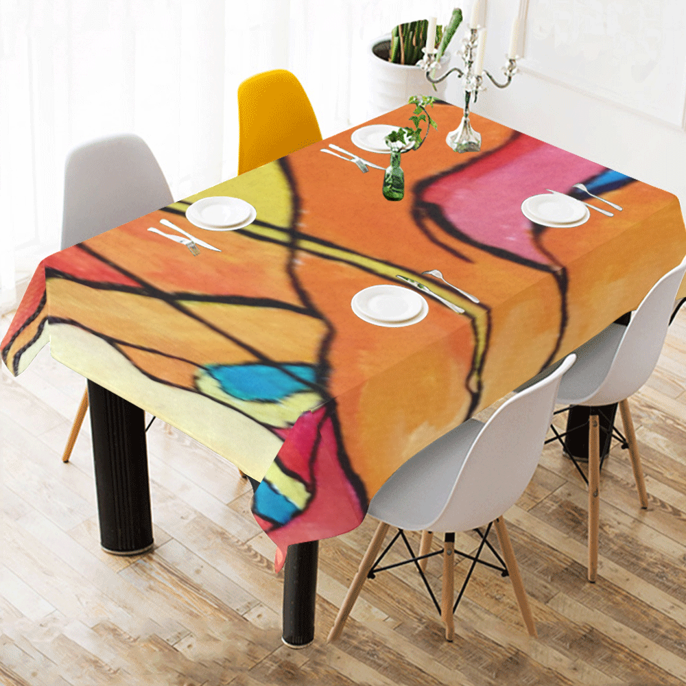 ABSTRACT Cotton Linen Tablecloth 60"x 84"