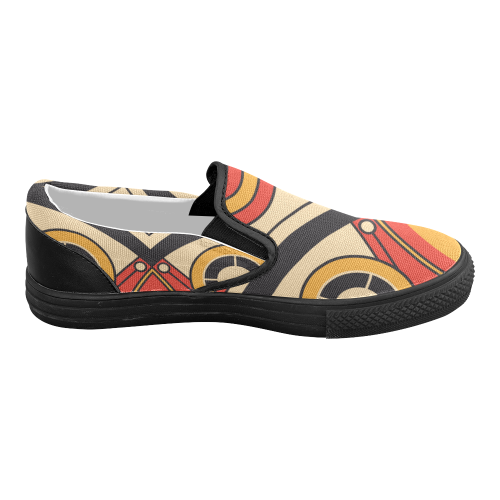 Geo Aztec Bull Tribal Women's Slip-on Canvas Shoes (Model 019)