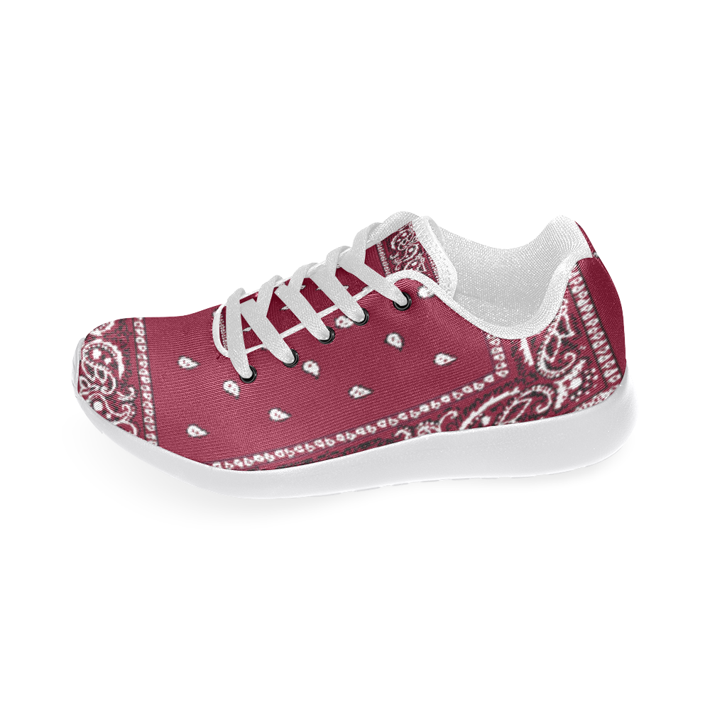 Burgundy Bandana Women-White Women’s Running Shoes (Model 020)