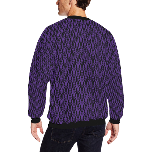Gothic style Purple & Black Skulls All Over Print Crewneck Sweatshirt for Men (Model H18)