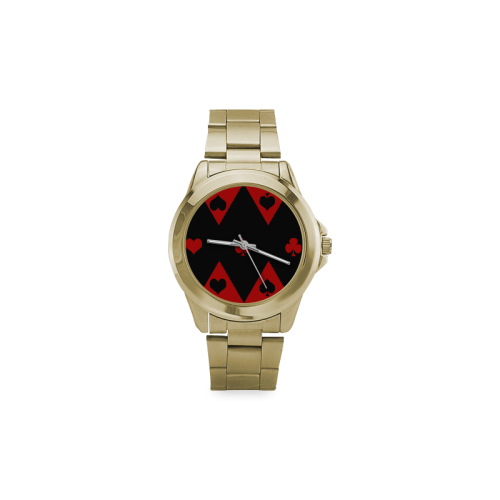 Las Vegas Black Red Play Card Shapes Custom Gilt Watch(Model 101)