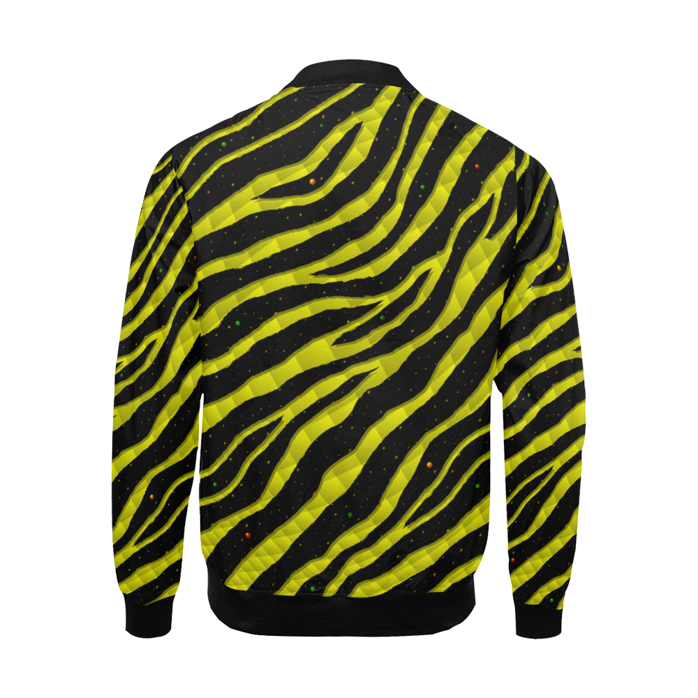 Ripped SpaceTime Stripes - Yellow All Over Print Bomber Jacket for Men/Large Size (Model H19)