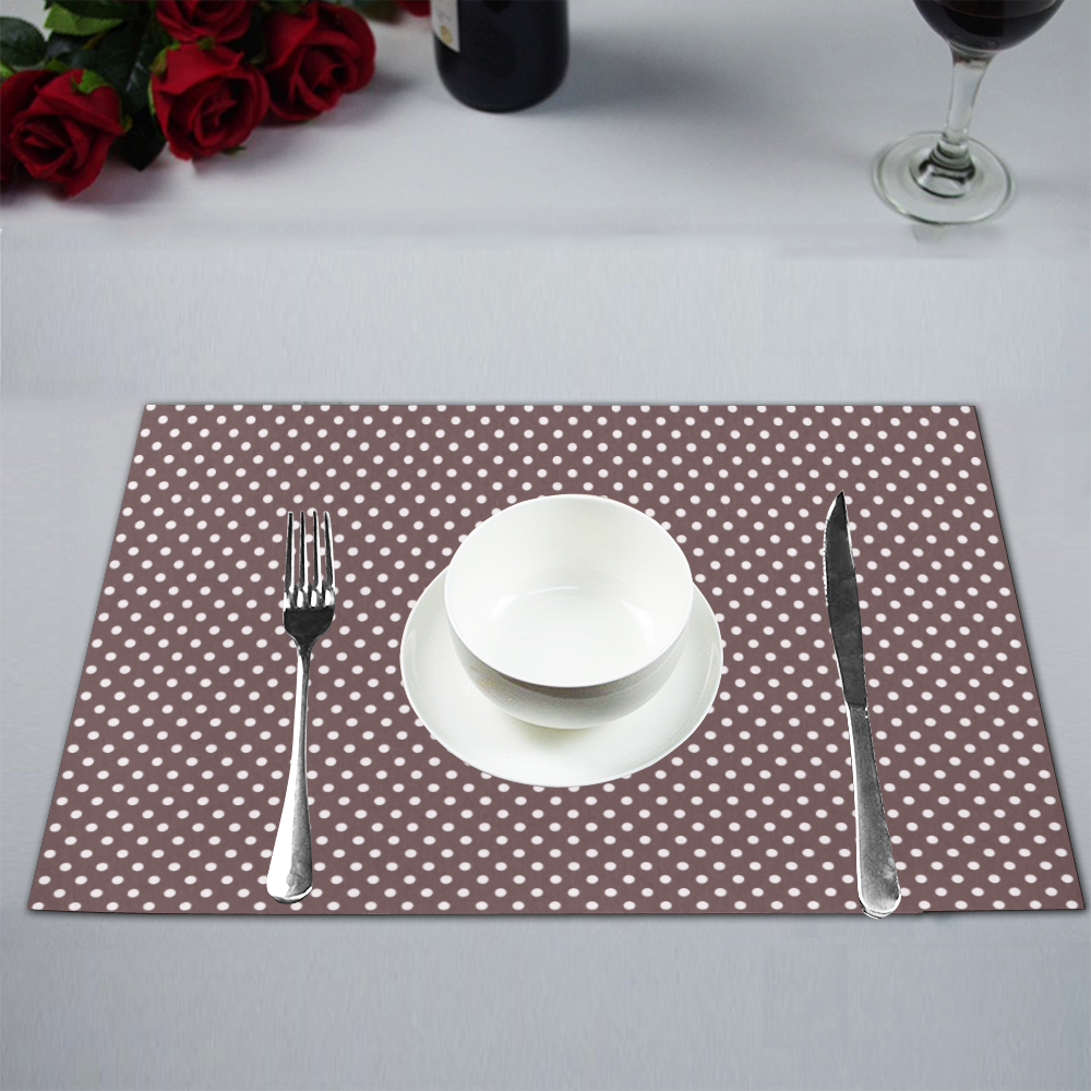 Chocolate brown polka dots Placemat 12’’ x 18’’ (Set of 4)