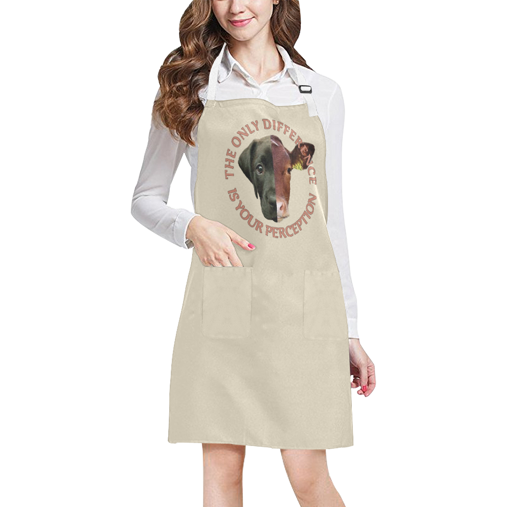 Vegan Cow and Dog Design with Slogan All Over Print Apron