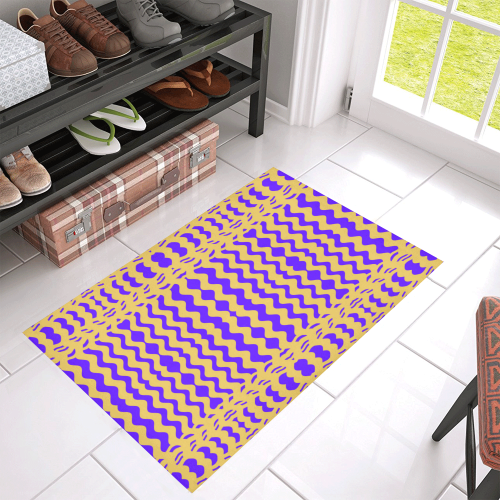 Purple Yellow Modern  Waves Lines Azalea Doormat 30" x 18" (Sponge Material)