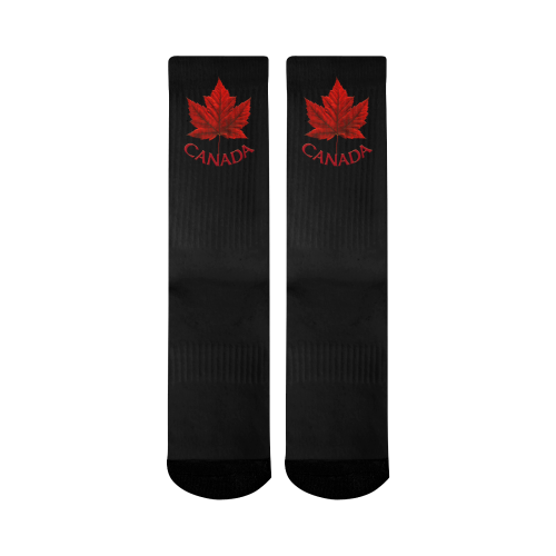 Canada Souvenir Socks Black Mid-Calf Socks (Black Sole)