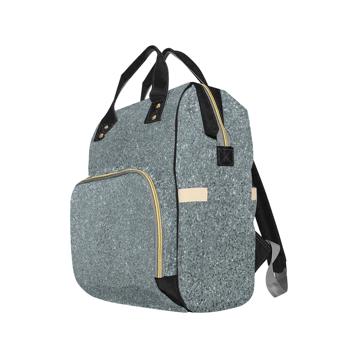 Silver Glitter Multi-Function Diaper Backpack/Diaper Bag (Model 1688)