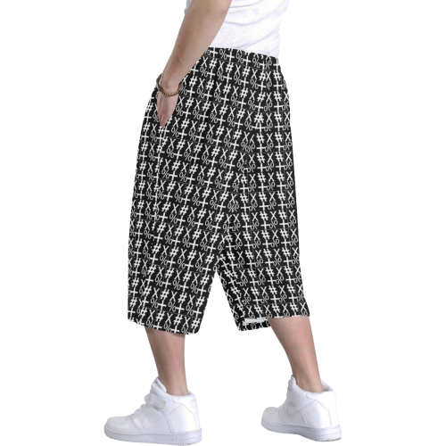 NUMBERS Collection Symbols Black Men's All Over Print Baggy Shorts (Model L37)