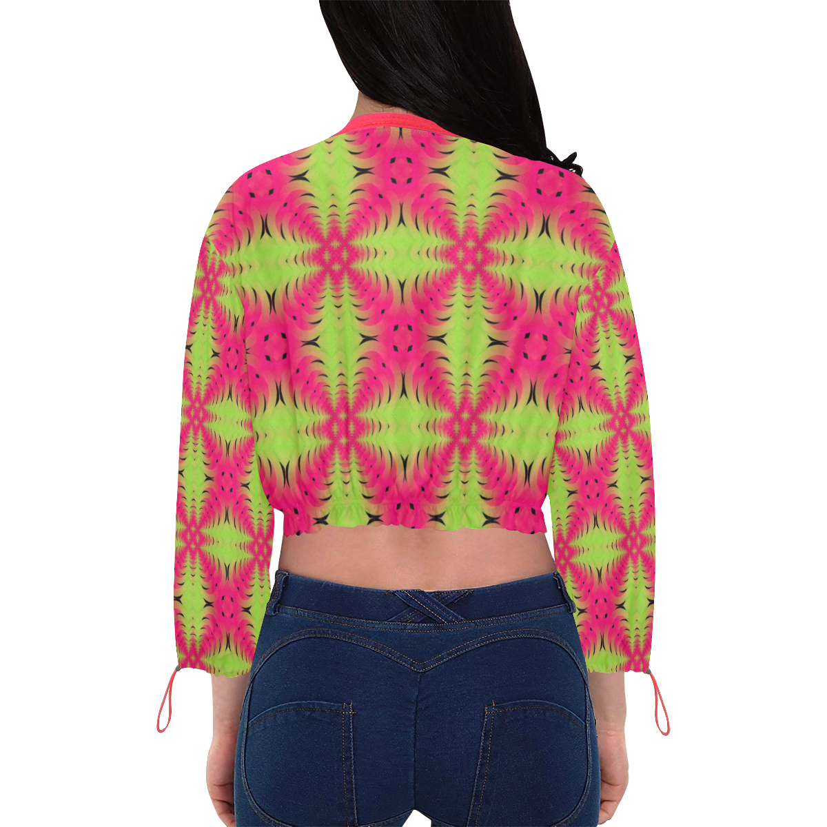 Watermelon Cropped Chiffon Jacket for Women (Model H30)