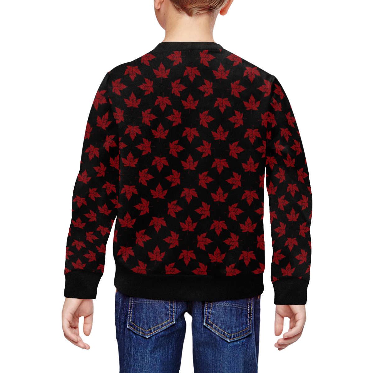 Cool Canada Sweatshirts Kid's Retra Black All Over Print Crewneck Sweatshirt for Kids (Model H29)