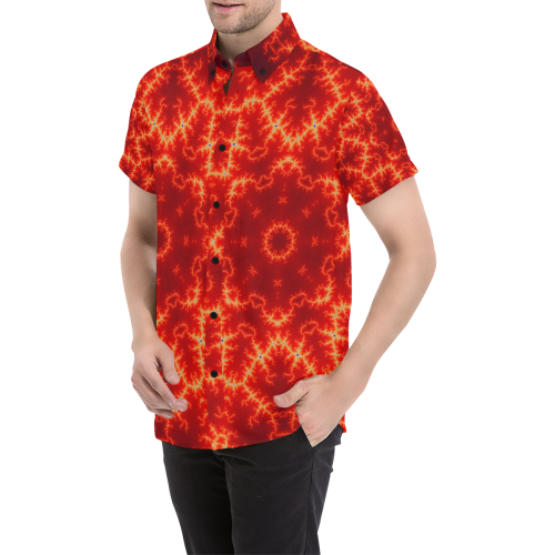 Burning Flames Men's All Over Print Short Sleeve Shirt (Model T53)