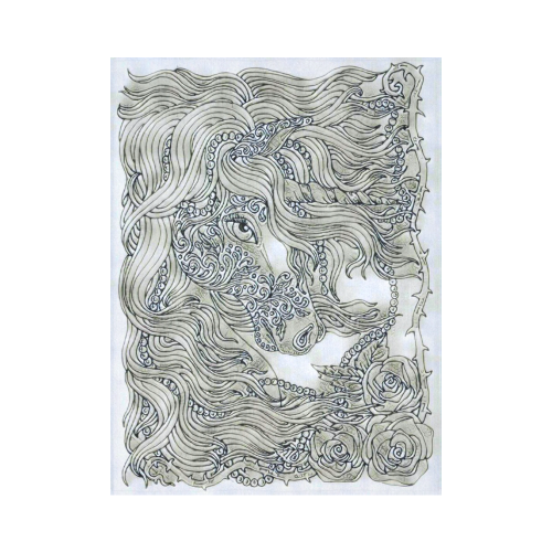 Black And White Celtic Unicorn Magic Blacklight Splash Cotton Linen Wall Tapestry 60"x 80"