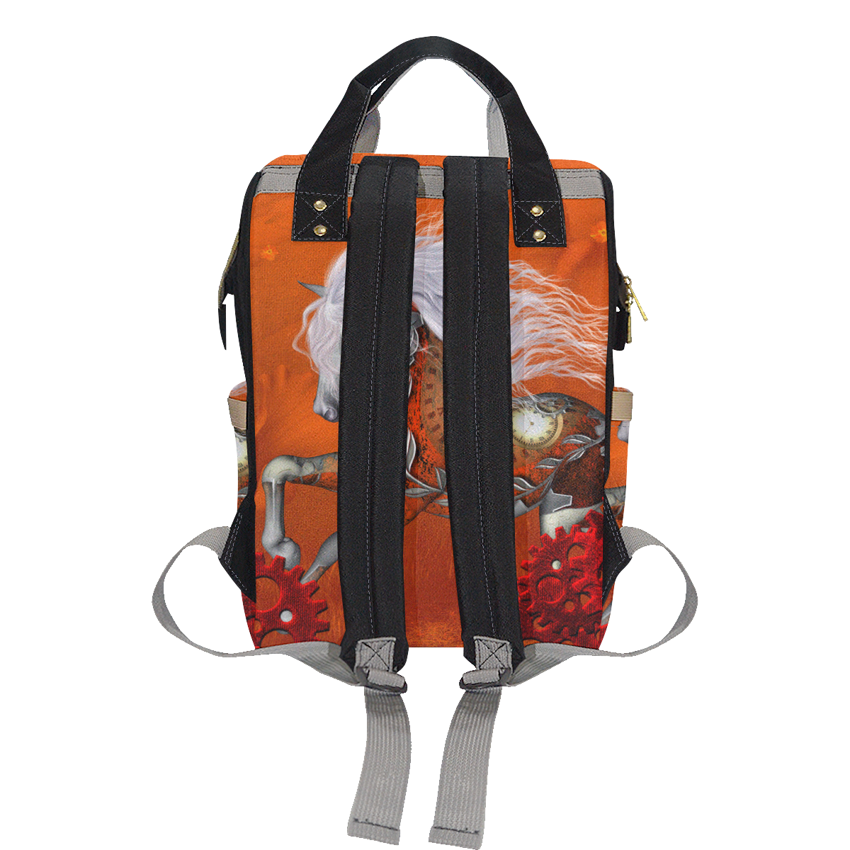 Wonderful steampunk horse, red white Multi-Function Diaper Backpack/Diaper Bag (Model 1688)