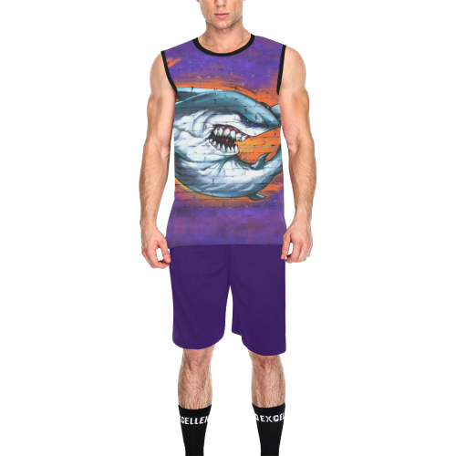 Graffiti Shark All Over Print Basketball Uniform