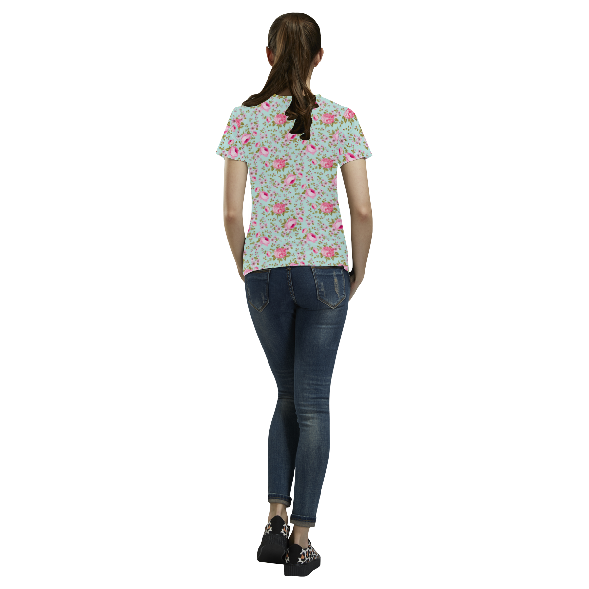 Peony Pattern All Over Print T-Shirt for Women (USA Size) (Model T40)