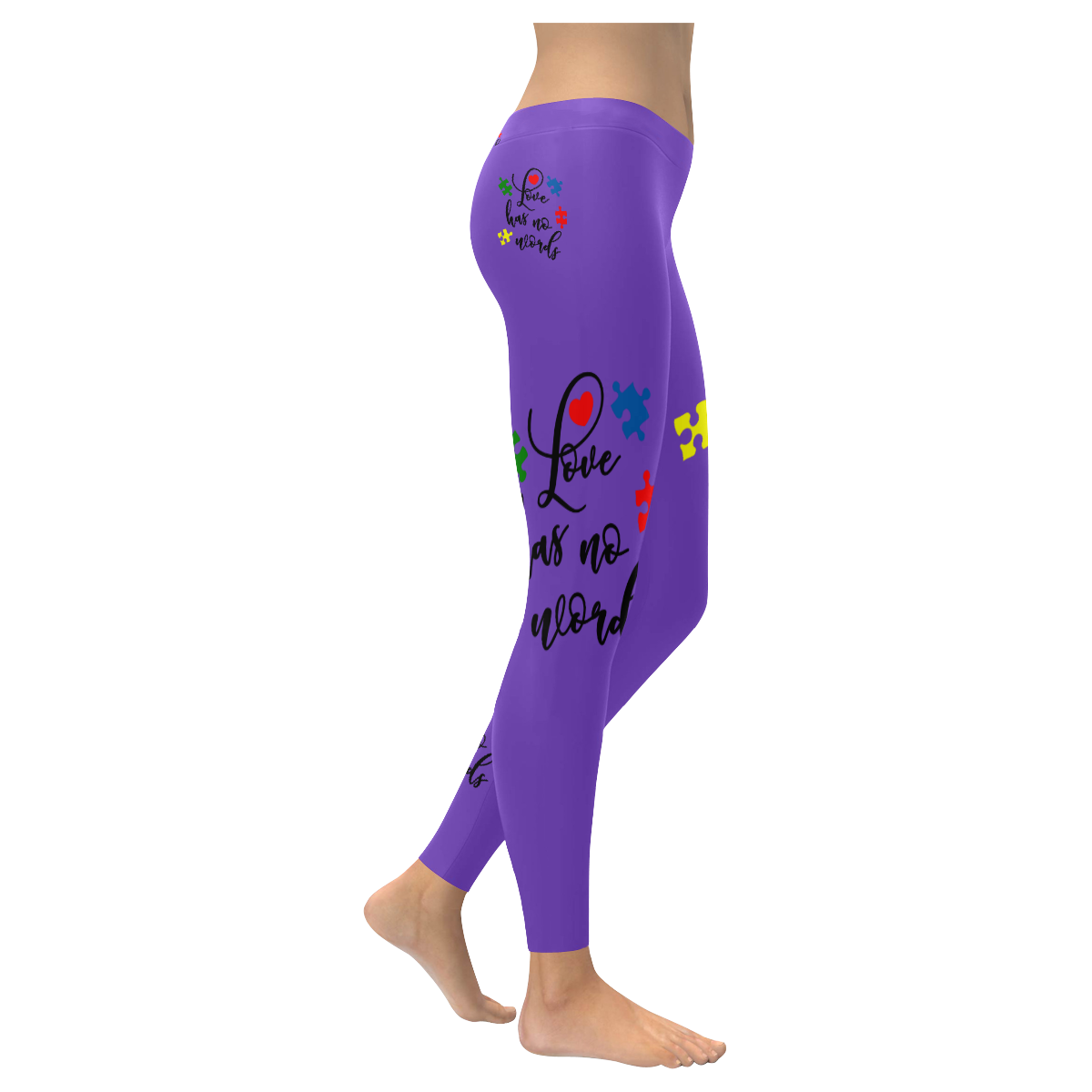 Fairlings Delight's Autism Legging Love has no words 53086A2 Women's Low Rise Leggings (Invisible Stitch) (Model L05)