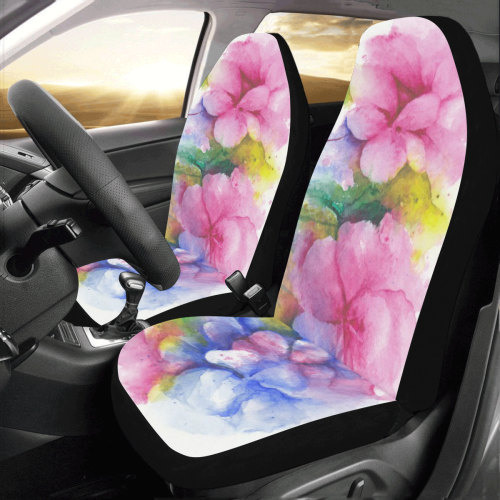 Tropical Flowers, Bold Floral Watercolor Car Seat Covers (Set of 2)