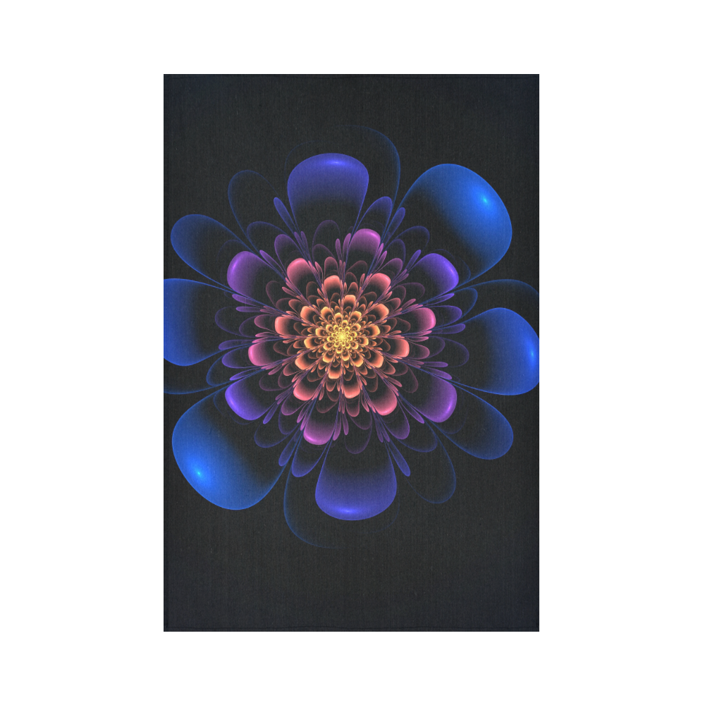 Fractal Bloom Cotton Linen Wall Tapestry 60"x 90"