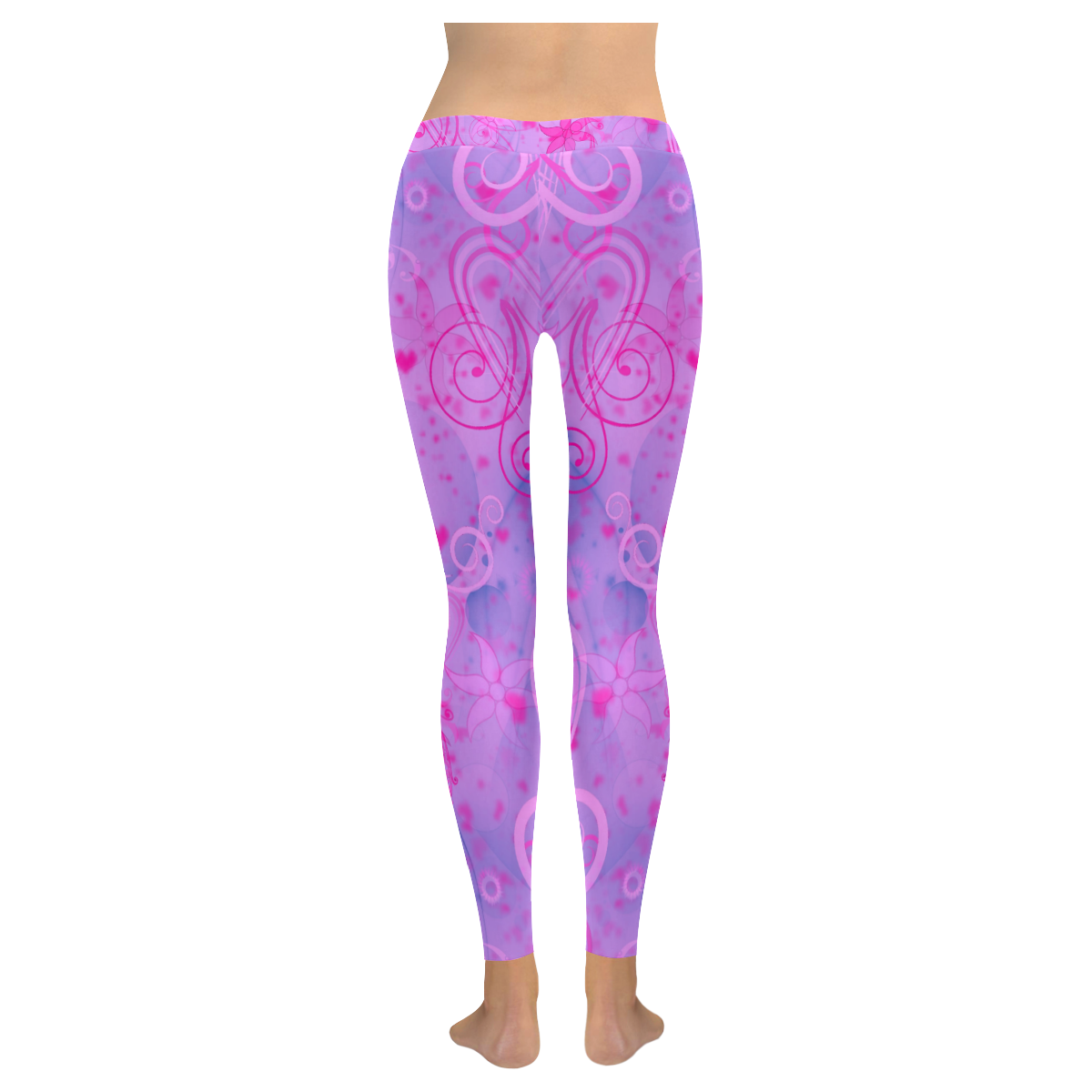 Ocean Love Purple Women's Low Rise Leggings (Invisible Stitch) (Model L05)