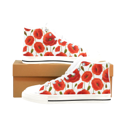 Poppy Pattern Men’s Classic High Top Canvas Shoes /Large Size (Model 017)
