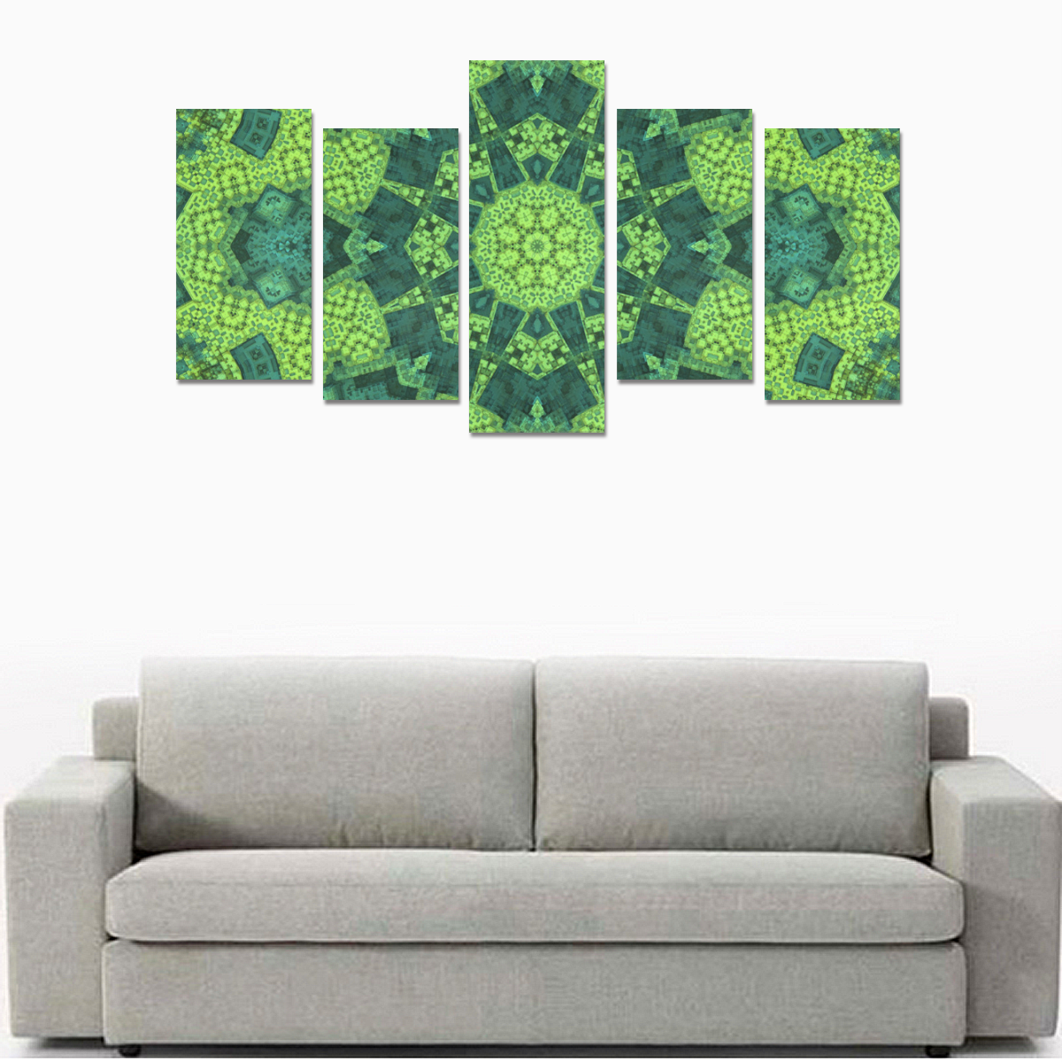 Green Theme Mandala Canvas Print Sets E (No Frame)