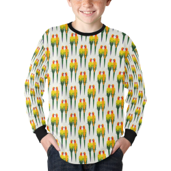 parrots Kids' Rib Cuff Long Sleeve T-shirt (Model T64)