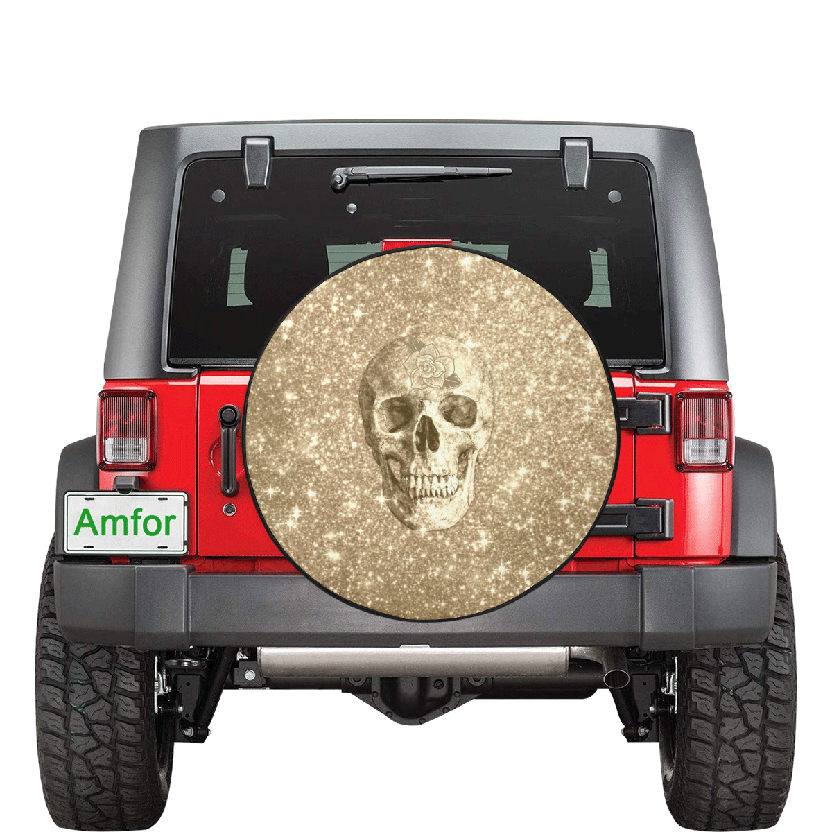 Modern sparkling Skull  by JamColors 34 Inch Spare Tire Cover