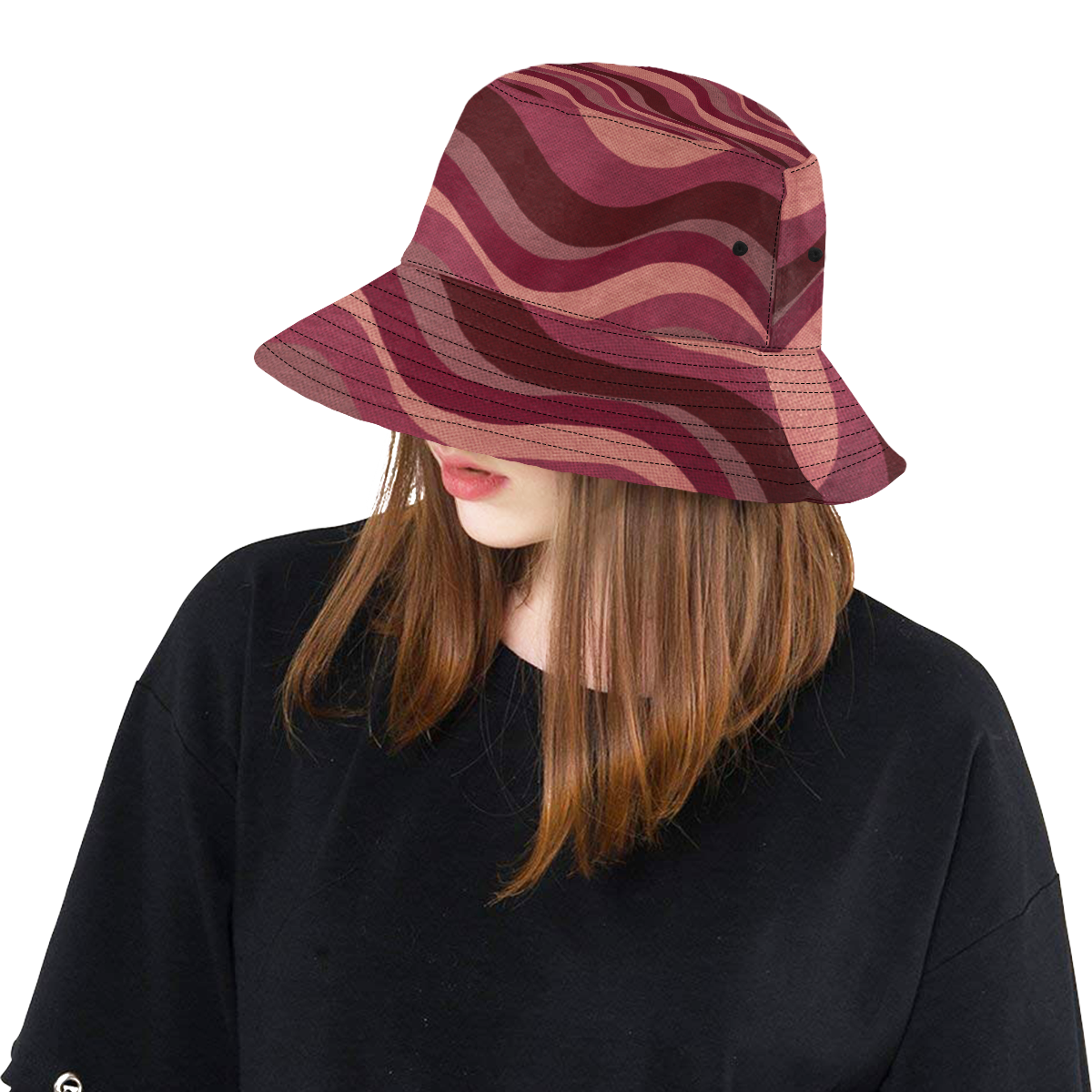 Shades Of Red Waves All Over Print Bucket Hat