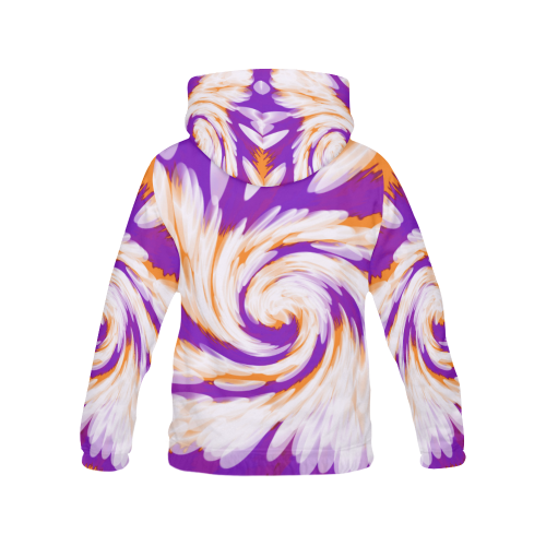 Purple Orange Tie Dye Swirl Abstract All Over Print Hoodie for Women (USA Size) (Model H13)